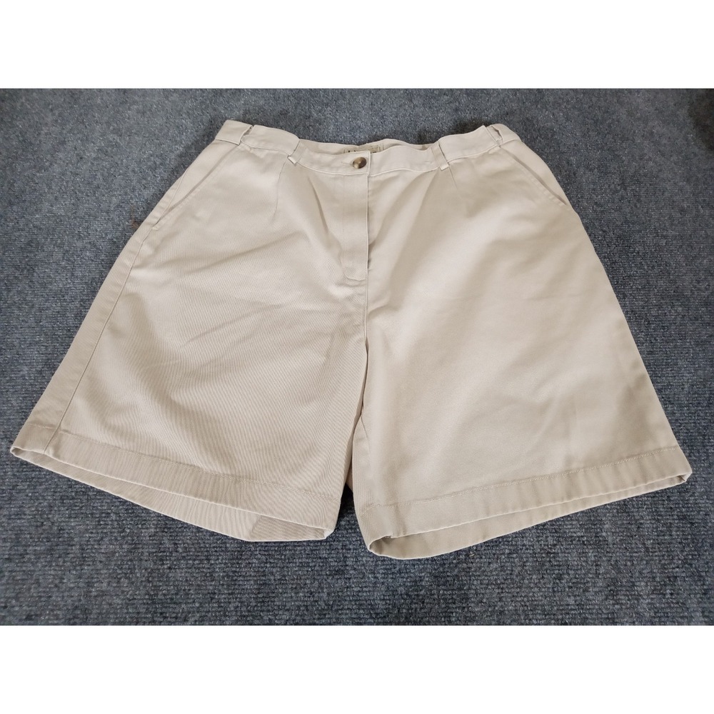 LL Bean Women's Original Fit Wrinkle Resistant Cotton Shorts Beige 14 REG 276244